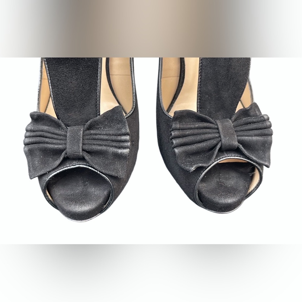 ❌SOLD❌Valentino Garavani Black Suede Peep-Toe Stiletto Platform Pumps - Picture 9 of 17